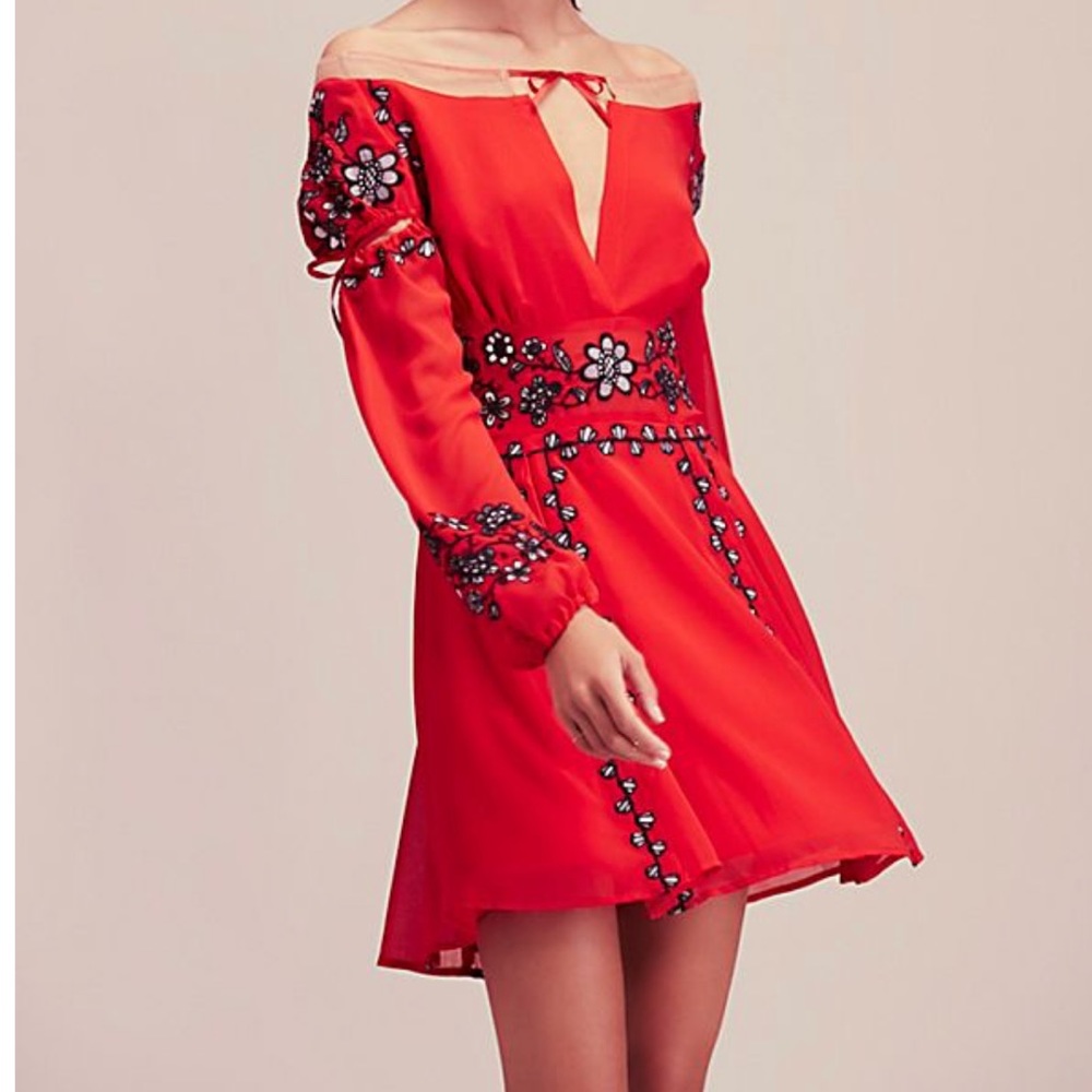 For Love and Lemons Niccola Dress in Red